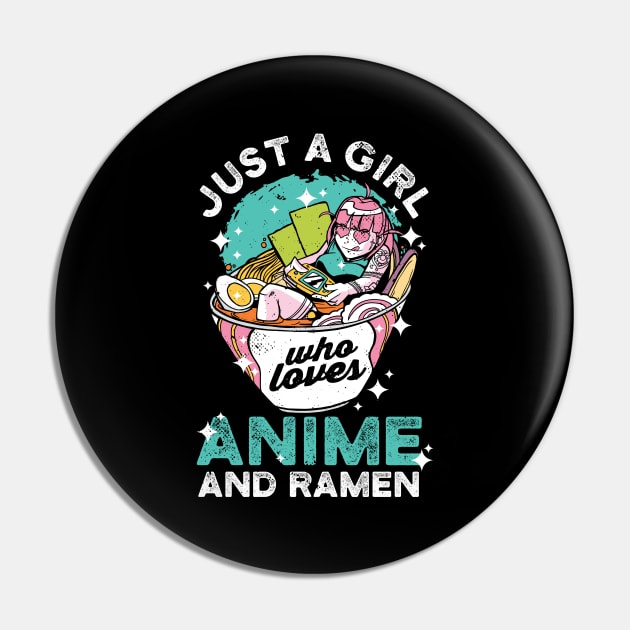 Just A Girl Who Loves Anime And Ramen Gamer Girl Pin by wbdesignz