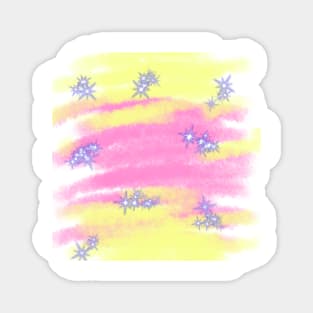 Yellow red watercolor glitter sparkle art Magnet