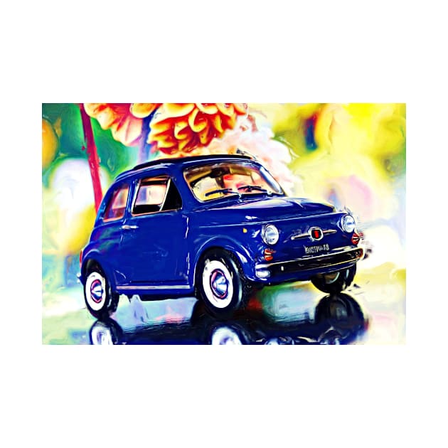 Surreal blue Fiat 500 by DeVerviers