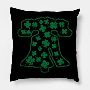 Philadelphia Liberty Bell Shamrock Irish St. Patrick's Day Green Pillow