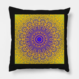 Gold Tribal Blue Mandala Pillow