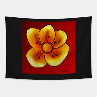 Yellow buttercup flower Tapestry