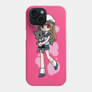 Anime Sailor Girl Hugging Cat Phone Case