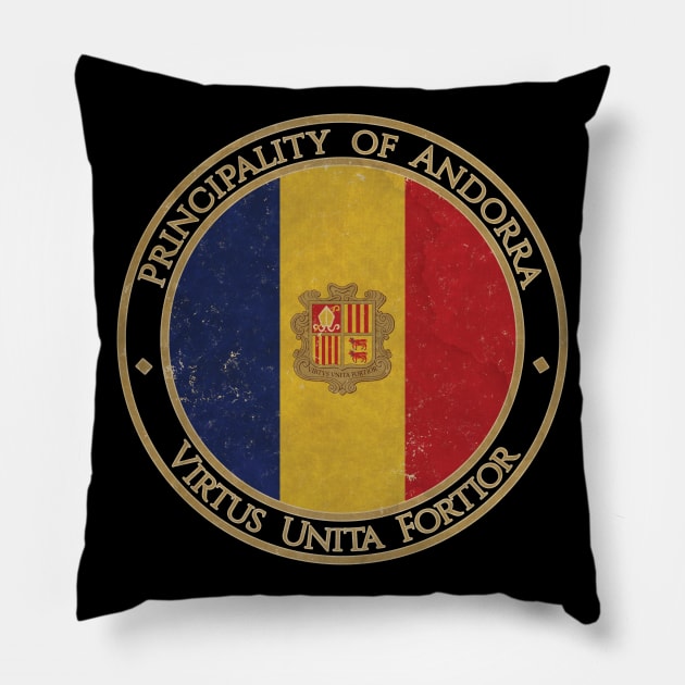 Vintage Principality of Andorra Europe European EU Flag Pillow by DragonXX