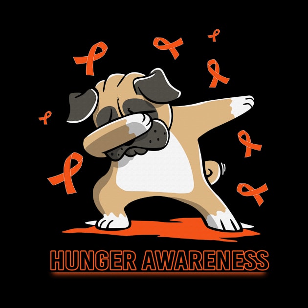 Dabbing Pug Cute Funny Dog Dab Love Hope Faith Believe Support Hunger Awareness Orange Ribbon Warrior by celsaclaudio506