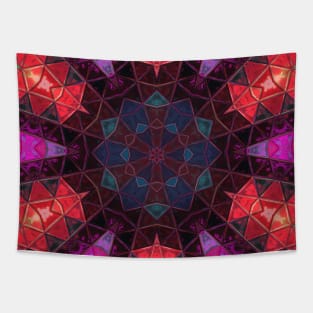 Glass Tile Kaleidoscope Pink Red and Blue Tapestry