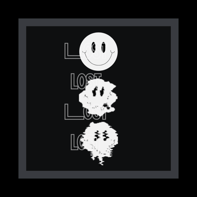 Black Lost distorted smiley face by aholic