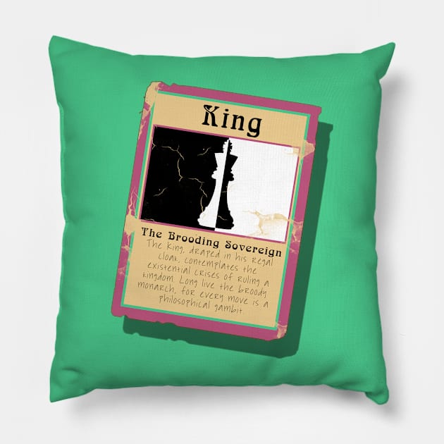 The Brooding Sovereign Chess King Trading Card Pillow by Fun Funky Designs