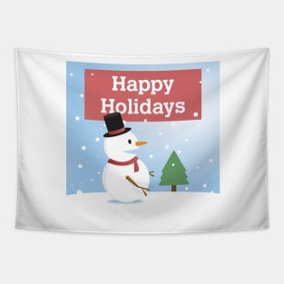 Happy Holidays Winter Snowman T-Shirt Tapestry