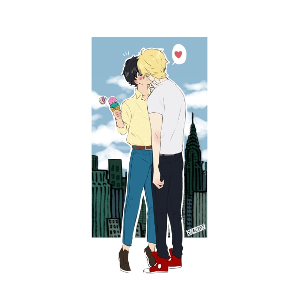 Ash and Eiji Ice Cream Kiss by MykaAndSalmon