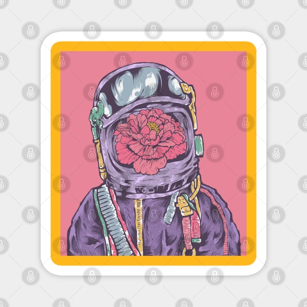 Aesthetic Colorful Astronaut Magnet by haloakuadit