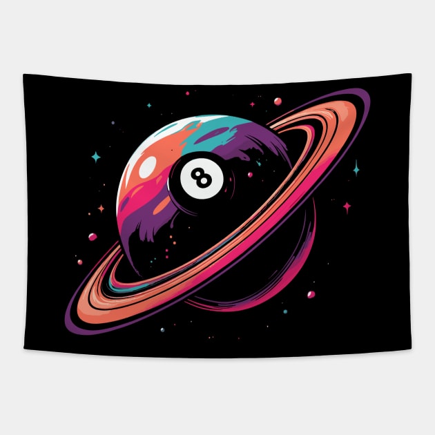 8 Ball Billiard Pool Planet Tapestry by podtuts