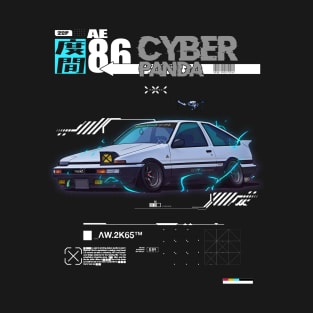 JDM Ae86 design Cyber Panda AE86 T-Shirt Mug Coffee Mug Apparel Hoodie Sticker Gift T-Shirt