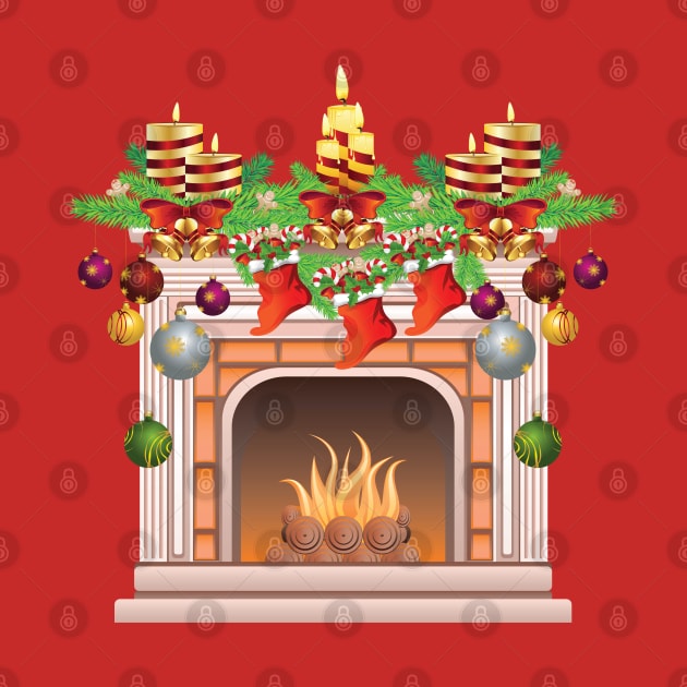 Decorated Christmas Fireplace by AnnArtshock