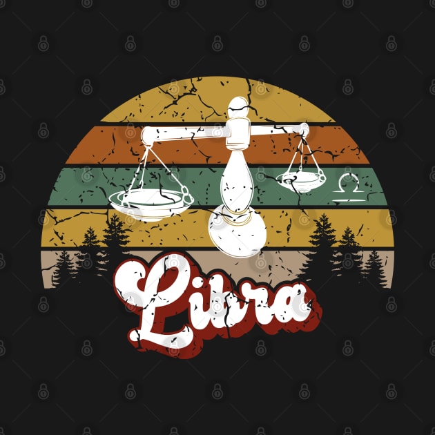 Libra Zodiac Sign - Distressed Retro Sunset by NoNameBoy