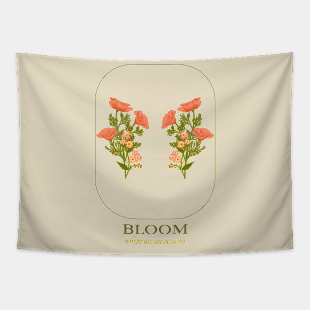 Bloom where you are planted Tapestry by Off The Clock Gear