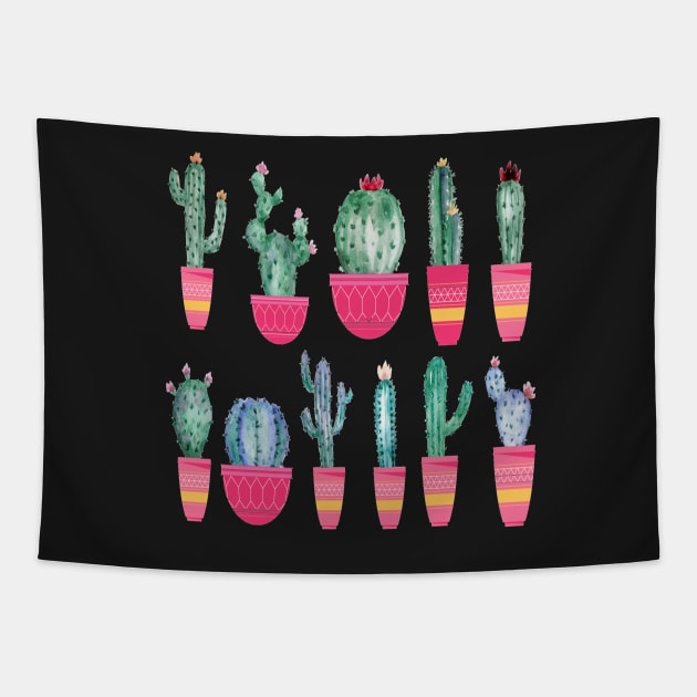 Cute Cactus Stickers Tapestry by BRIJLA