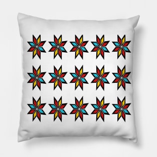 Retro Triangle Design in Red Blue and Yellow Pillow