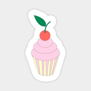 Pink Cupcake With Cherry On Top Digital Art | Melanie Jensen Illustrations Magnet