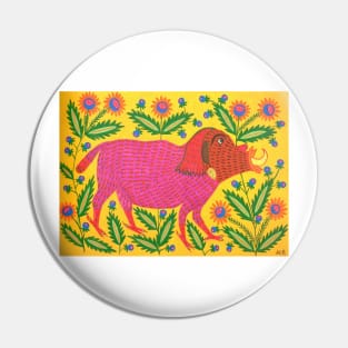 Maria Primachenko - another beast has run into flowers 1983 Pin