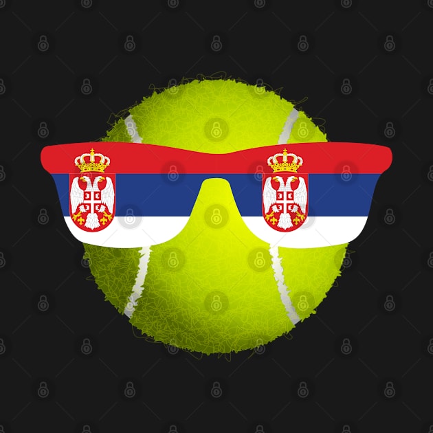 Tennis Ball With Serbia Sunglasses by Boo Face Designs