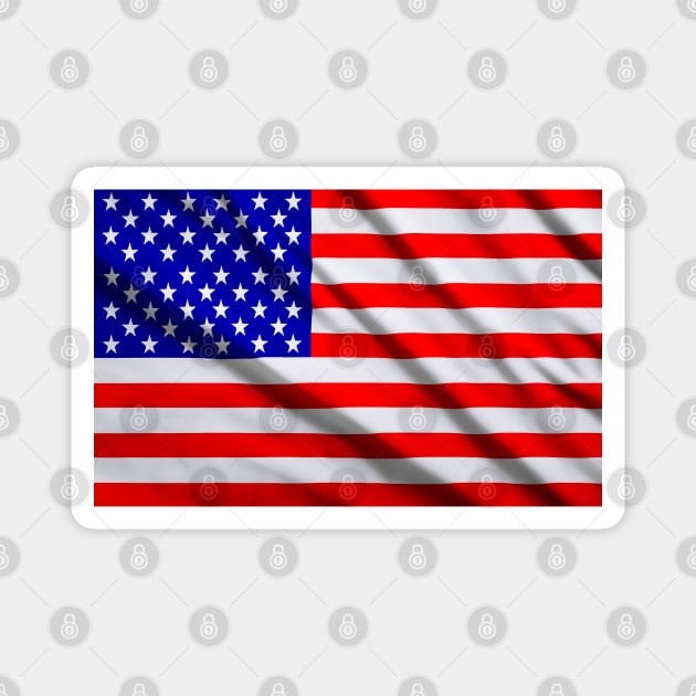 American USA flag. The flag flutters in waves Magnet by EvgeniiV
