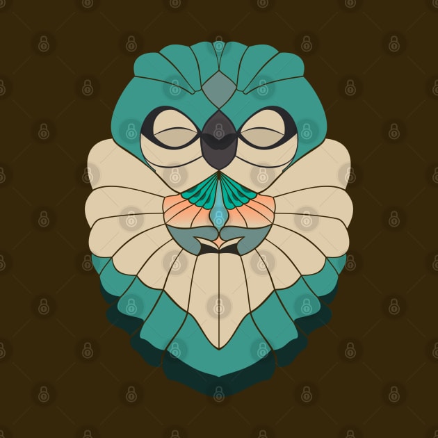 Praying Owl Jade Green and Teal by SunGraphicsLab