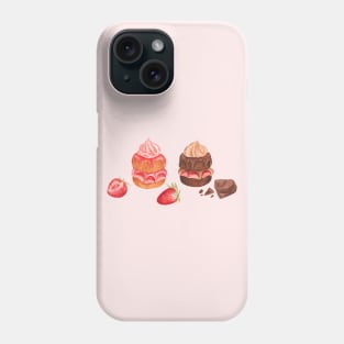 Chocolate and strawberry cakes Phone Case