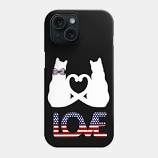 Two white cats in love in american style Phone Case