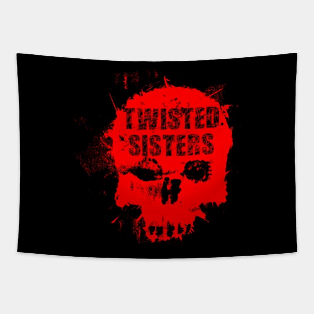 Twisted Sisters Skull Tapestry by kelly.craft