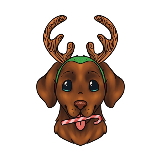 Christmas Chocolate Labrador Retriever Dog Blue/Green Eyes by BMAB2003