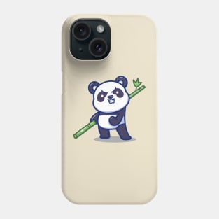 Angry Panda Holding Bamboo Phone Case