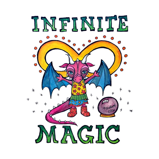 Infinite Magic - Cute Whimsical Dragon Watercolor Illustration by mellierosetest