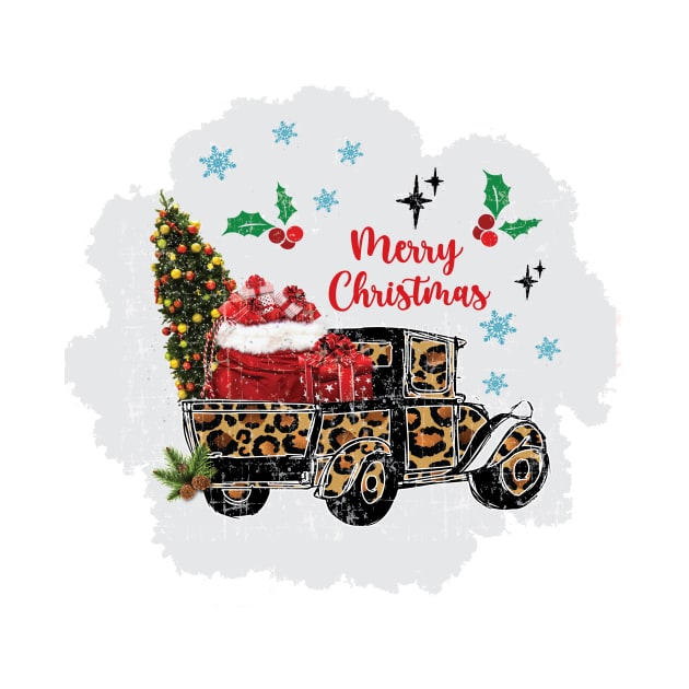 Christmas Truck With Leopard Pattern by Athikan