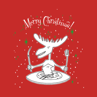 Christmas dinner Moose eats man T-Shirt