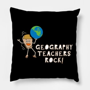 Geography Teachers Rock White Text Pillow