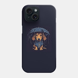 Dachshund holding a tiny umbrella Phone Case