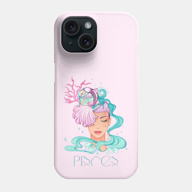 Pisces Zodiac Sign Beautiful Girl Phone Case by Violete Designs