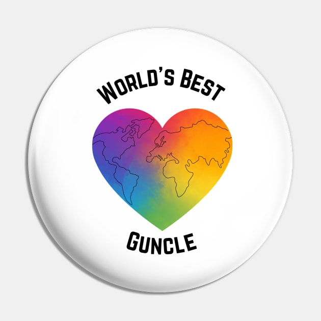 Worlds Best Guncle Rainbow Heart Pin by Rainbow Kin Wear