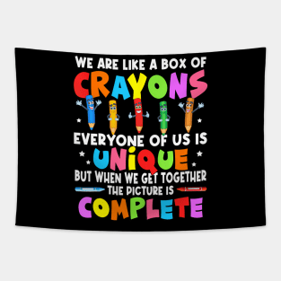 Back To School Teacher We Are Like A Box Of Crayons Tapestry