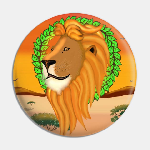 African Lion - Africa Collection Pin by Animalillustrator