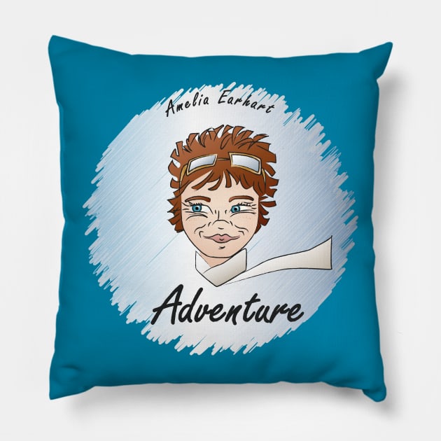 Adventure: Amelia Earhart Pillow by PittmanOfLaMancha