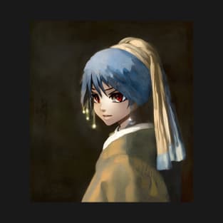 Beaux Animes Art ...Girl with a Pearl Earring from Johannes Vermeer Re-Imagined As Anime T-Shirt