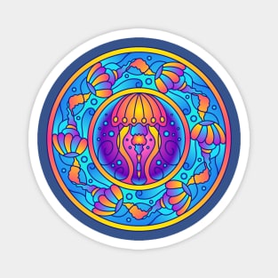 Jellyfish Art Mandala Design Abstract Pattern Magnet