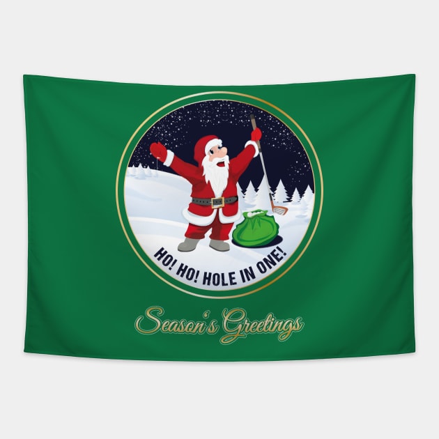 Santa Golf Season's Greetings for Golfer Golf Club Christmas Card Tapestry by stearman