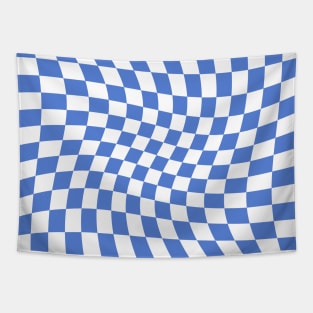Twisted Checkered Square Pattern - Slate Blue Tapestry