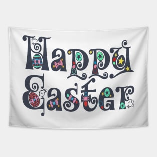 Elegant Vintage Decorative Happy Easter Typography Tapestry