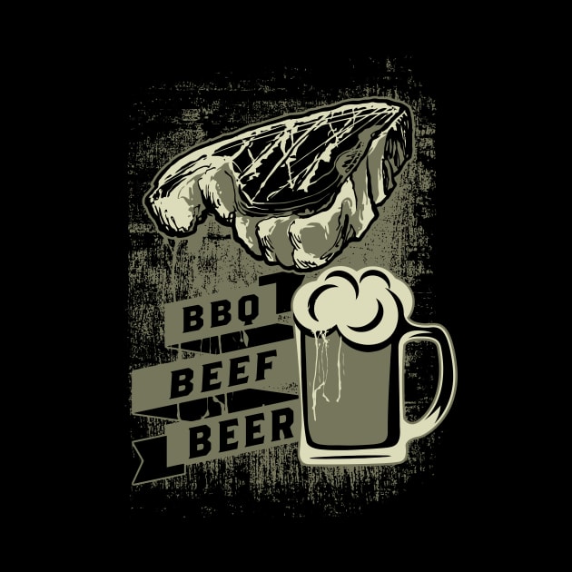 BBQ, Beef, and Beer Vintage Design by Jarecrow 