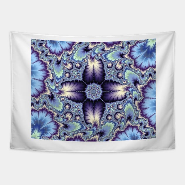 Purple and Blue Flower Fractal Tapestry by pinkal