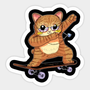 Skater Cat Riding a Police Car Sticker for Sale by Stafungia